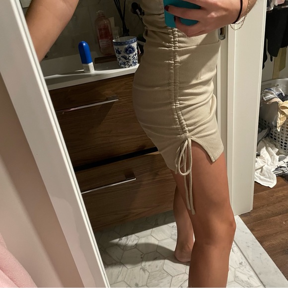 Forever 21 Side Tie Dress Beige, Size S - Picture 4 of 5